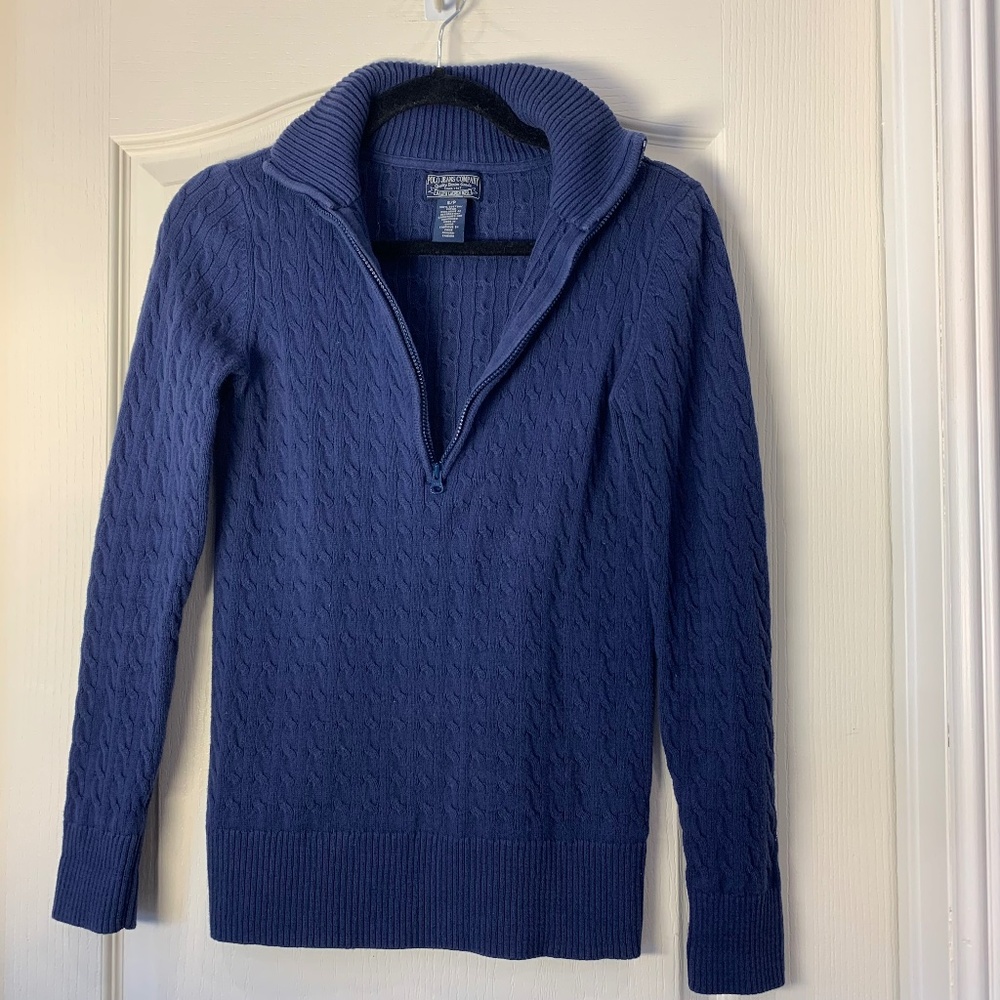 Polo Jeans Company Ralph Lauren Vintage Blue HalfโZip Cable Knit Sweater S Y2Kโ
